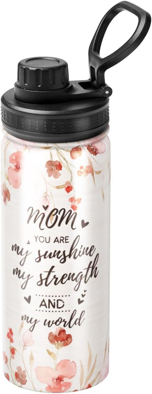 Cerburny Water Bottle Mom Mother 18 oz Stainless Steel Insulated Bottles With Lid Leak Proof Gym Sports Water Jug For Women