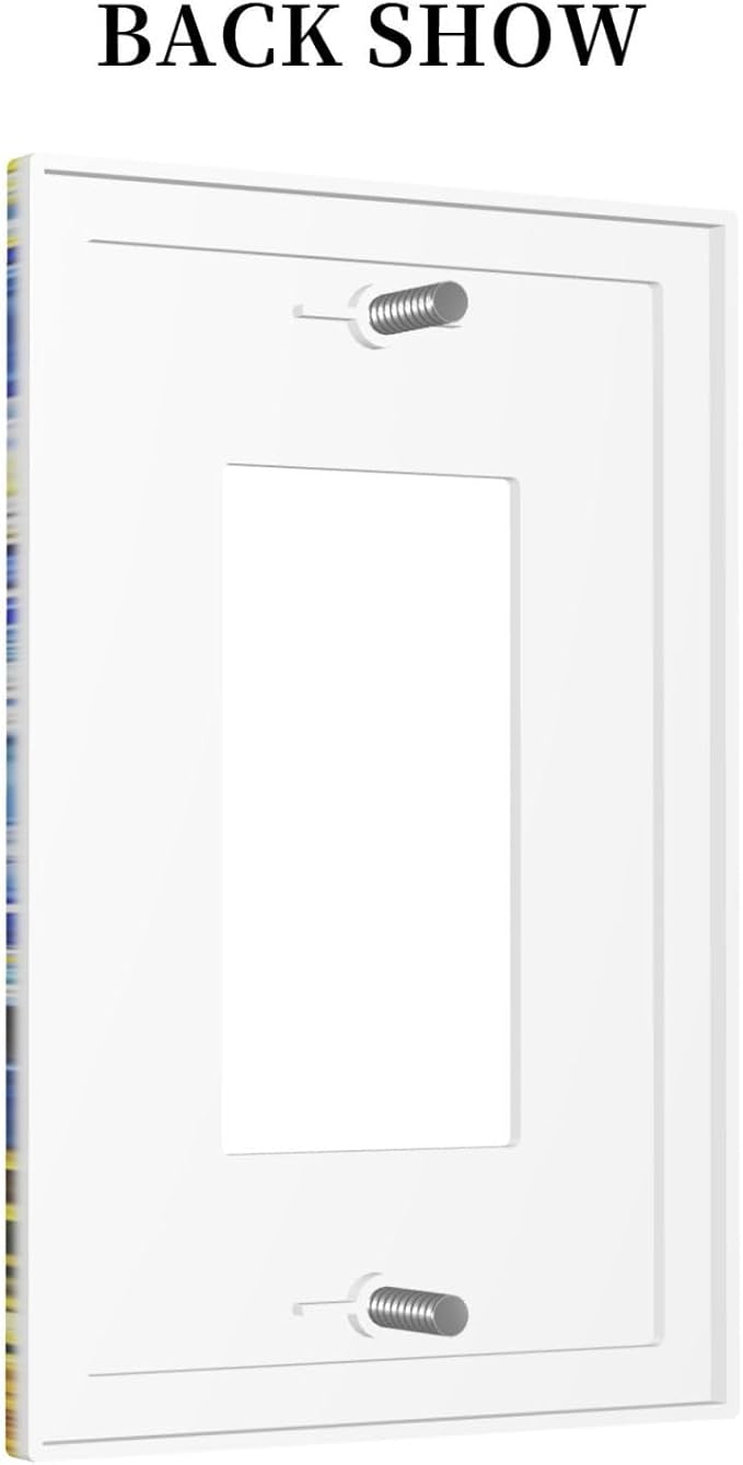 Vintage Abstract Blue Starry Sunflower 1 Gang Rocker Light Switch Covers Single Decora Outlet Wall Plate Decorative Switchplate Faceplate GFCI for Farmhouse Country Bedroom Decor