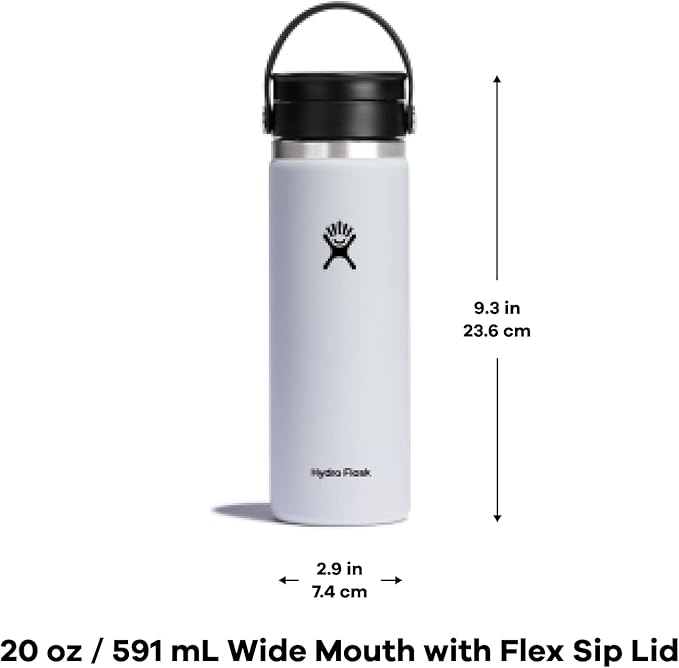 Hydro Flask Stainless Steel Wide Mouth Bottle with Flex Sip Lid and Double-Wall Vacuum Insulation for Coffee, Tea and Drinks
