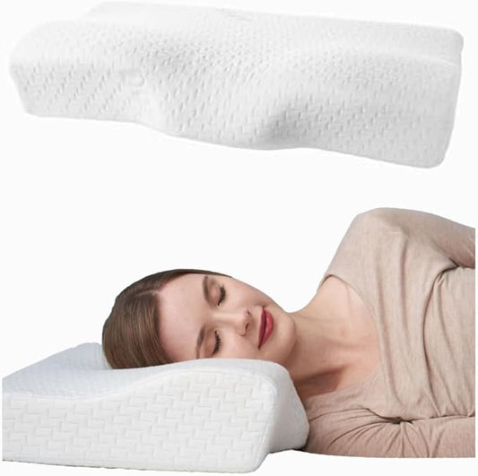 Dosaze Contoured Orthopedic Pillow, Queen Size Bed Pillow for Neck Pain Relief - Medium Firm, Bed Pillow for Back, Stomach and Side Sleepers, CertiPUR-US/Oeko-Tex
