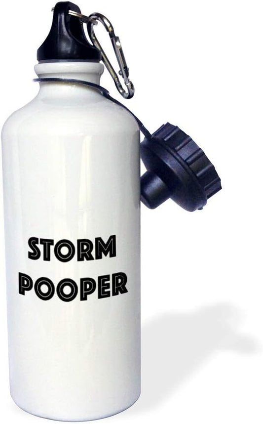 3dRose PRINT OF THE TEXT, STORM POOPER-Sports Water Bottle, 21 oz, White