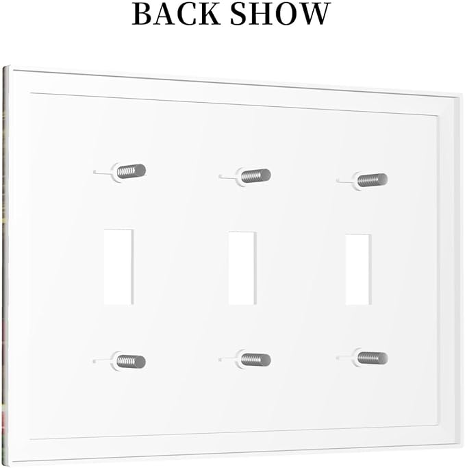 Red Mushroom Forest Fairy Moon Butterfly 3 Gang Bohemian Light Switch Covers Decorative Triple Toggle Wall Plate Electrical Faceplate Switchplate for Kidroom Nursery Bedroom Decor