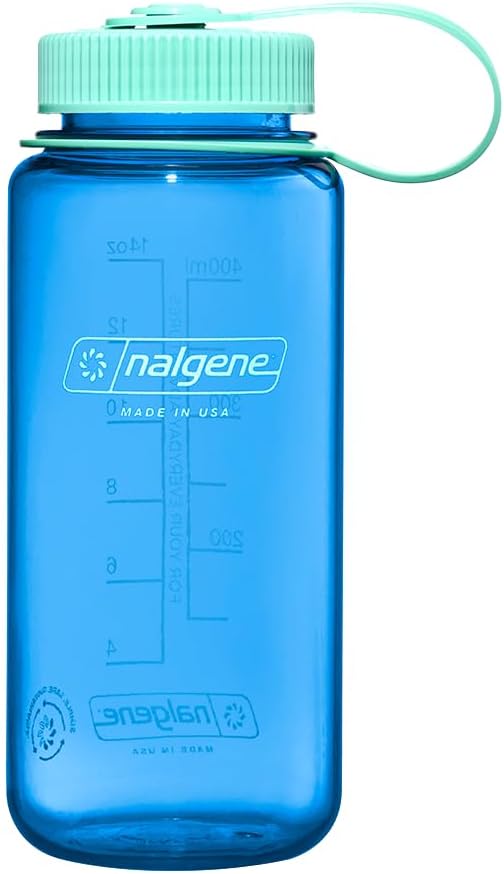 Nalgene Water Bottle - Lightweight Sustain Tritan BPA-Free Shatterproof Bottle for Backpacking, Hiking, Gym, 16 OZ, Wide Mouth, Cornflower Blue