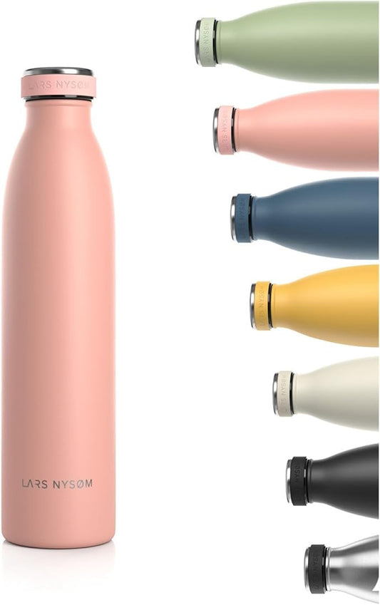 LARS NYSØM Stainless Steel Insulated Water Bottle 12oz 17oz 25oz 34oz 51oz | BPA-free Insulated Thermo Flask for Hot and Cold Beverages | Leakproof Drinking Bottle (Nude, 25oz)