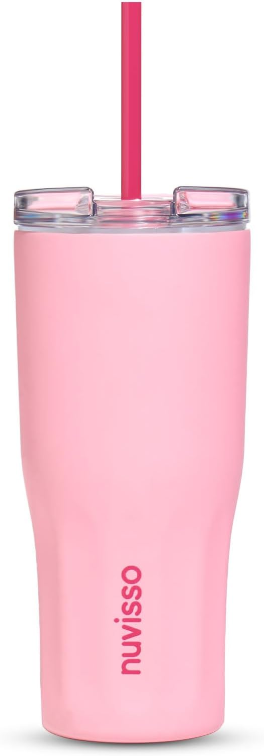 The Daily: Acuto - Water Bottle - 20oz - Multfunction Lid (Straw and flip), Leak Proof - Stainless Steel Bottle for Men, Women, Double Wall, Insulated (Flesh Pink)