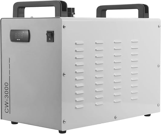 Industrial Water Chiller, CW-3000 Industrial Thermolysis Type Water Chiller, 6L Capacity 2.6gpm Water Cooling System for 40W-80W CO2 Laser Engraving & Cutting Machines, 50W / ℃