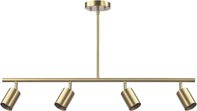 Globe Electric 64000094 35" 4-Light Adjustable Height Track Lighting, Matte Brass, Pivot Shades, Ceiling Lamp for Bedroom, Kitchen, Hallway, Bathroom, Den, Dining Room, Home Décor
