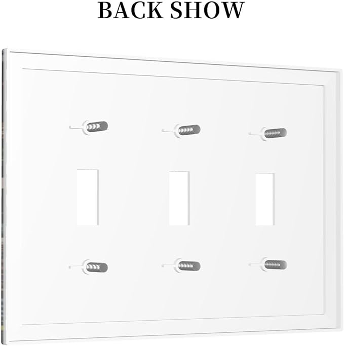 Vintage Colorful Flower Boho Floral Rustic Dark Leaves 3 Gang Light Switch Covers Triple Toggle Wall Plate Decorative Switchplate Electrical Faceplate for Farmhouse Country Bedroom Decor