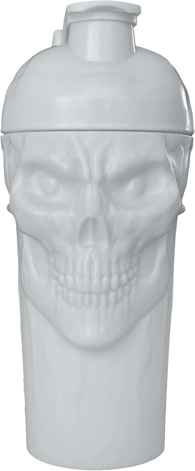 JNX SPORTS The Curse! Skull Shaker Bottle, 24-Ounce, Light Grey Limited Edition, Supplement Mixer with Classic Loop Top