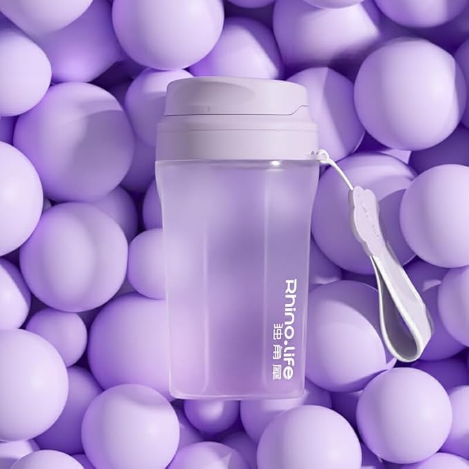 RhinoLife Premium Quality Motivational Water Bottle with Straw Lid, Shaker Gym, BPA Free Tritan Plastic 18OZ (Purple Haze)