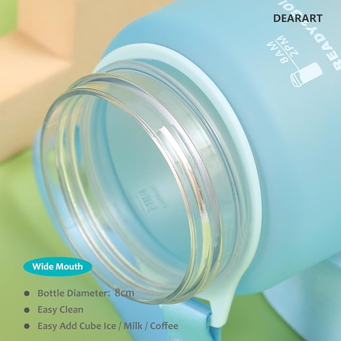 DEARART 32oz Water Bottle With Motivational and Time Marker, BPA FREE Quick Drink No Straw, Easy Clean Suit Sports Office Gym School, Purple-Mix