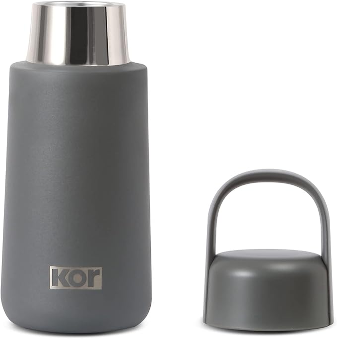 KOR Melrose 12oz Double Wall Insulated Water Bottle - Keeps Beverages Hot for 12hrs, Cold for 24hrs - Stainless Steel Design - Contoured Perfect Spout for Drinking