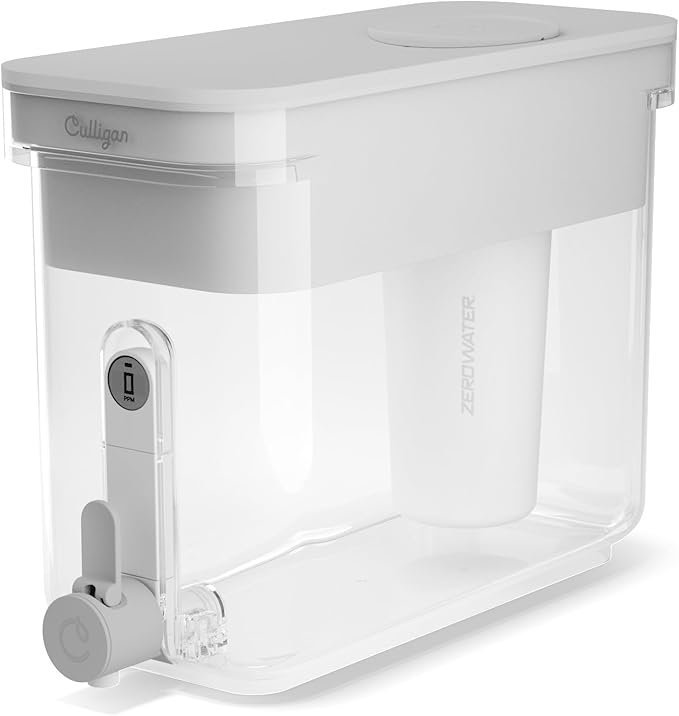 Culligan with ZeroWater Technology 32-Cup Water Filter Dispenser – Includes 5-Stage Advanced Water Filter, Certified to Reduce Lead, Total PFAS (Forever Chemicals), Mercury, Fluoride, and Chlorine