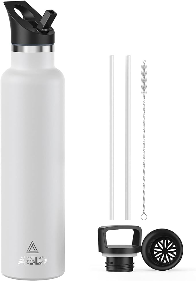 Stainless Steel Double Wall Water Bottles 32z, Vacuum Insulated Bottle With Straw Lid, Insulated Water Bottle Keeps Water Cold for 24 Hours, Hot for 12 Hours, Hiking, Sports