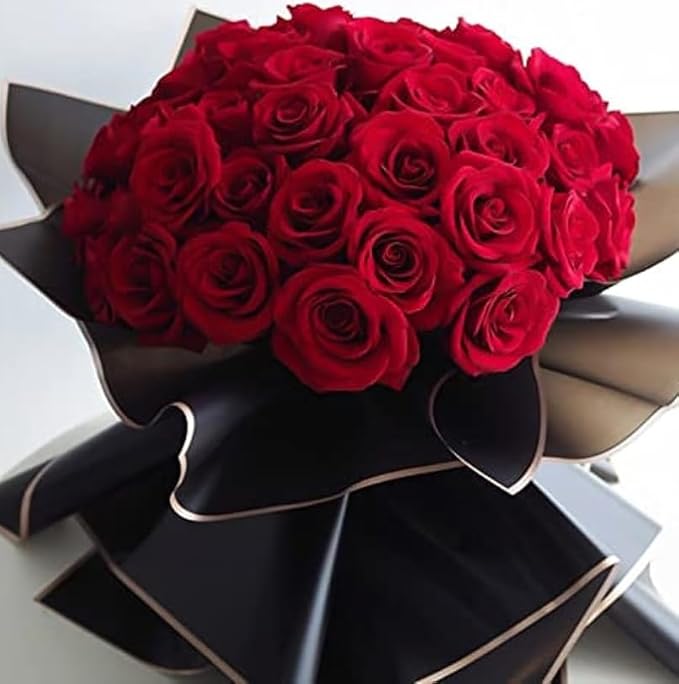 fondleadmiringly 20 sheets Flower Wrapping Paper, Flower Shop Paper, Waterproof Wrapping Paper, semi Transparent Wrapping Paper(black-20pcs)