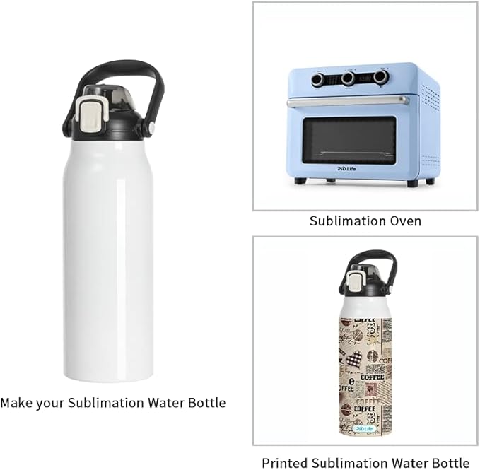 PYD Life Sublimation Water Bottles Vacuum Flasks 57 OZ White with Portable Sippy Up Lid and Straw Large Stainless Steel Travel Tumblers Cups Mugs for Tumbler Heat Press 2 Pack