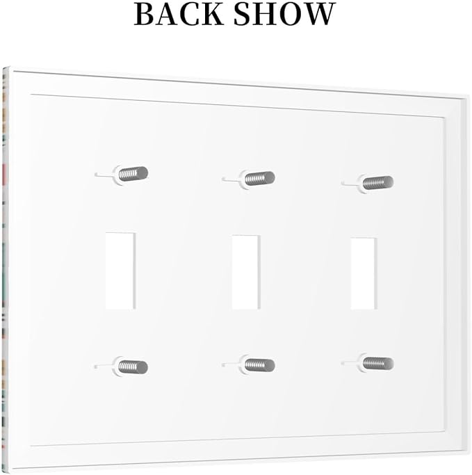 Rustic Floral Boho Colorful Flower 3 Gang Light Switch Covers Triple Toggle Wall Plate Decorative Switchplate Electrical Faceplate for Farmhouse Bathroom Bedroom Kitchen Decor