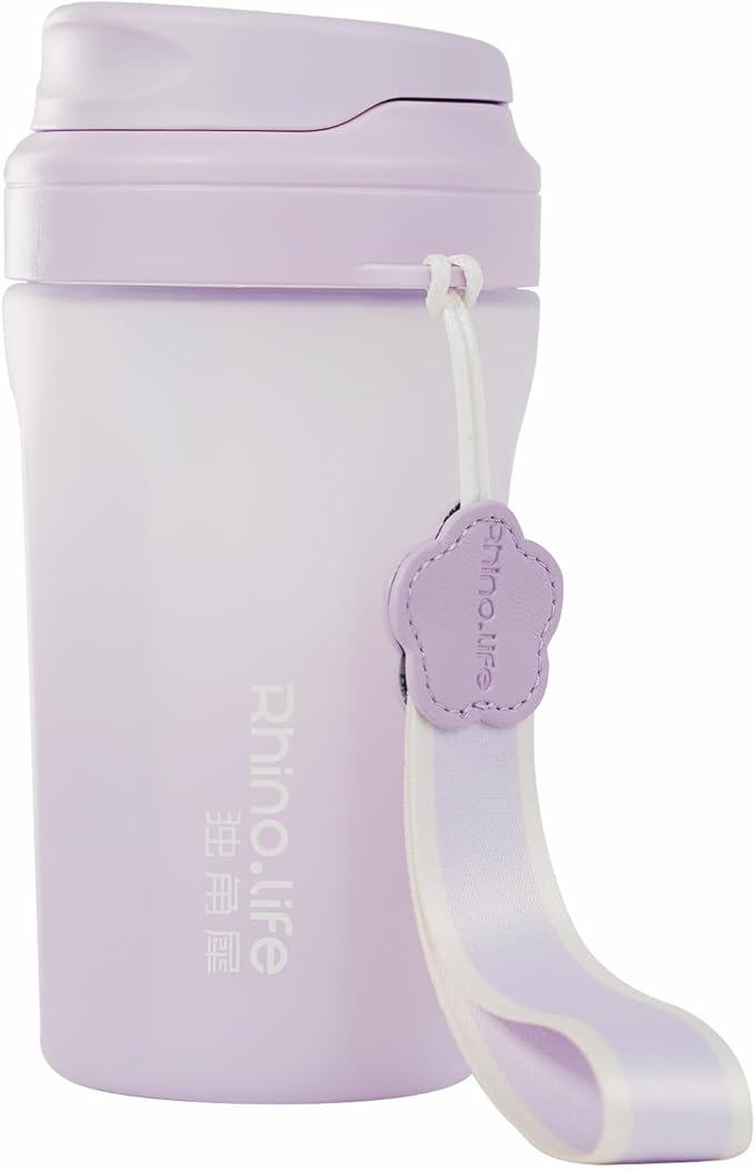 RhinoLife Premium Quality Motivational Water Bottle with Straw Lid, Shaker Gym, BPA Free Tritan Plastic 18OZ (Purple Haze)