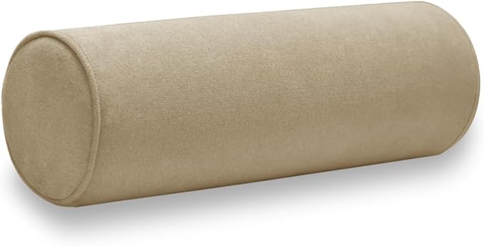 Cylinder Round Memory Foam Support Pillows 17.8X6 Cervical Neck Roll Pillow with Pillowcase Soft, Comfortable and Breathable for Sleeping, Chair, Car, Sofa，Travel Light Coffee