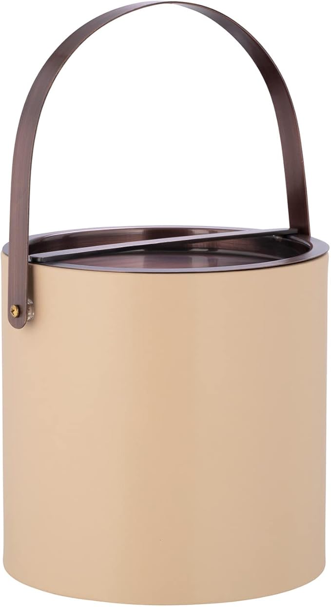 Kraftware 3 Quart Oil Rubbed Bronze Arch Handle & Bridge Cover: Beige Barcelona Ice Bucket