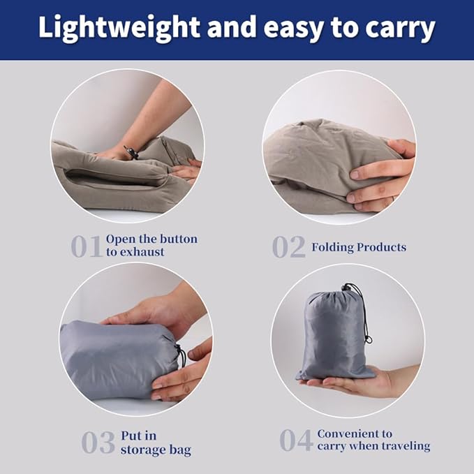 Airplane Neck Pillow for Long Flight,Sleep Support Travel Pillows Essentials Neck Pillow Airplane Sleeping Lightweight Inflatable Travel Pillow