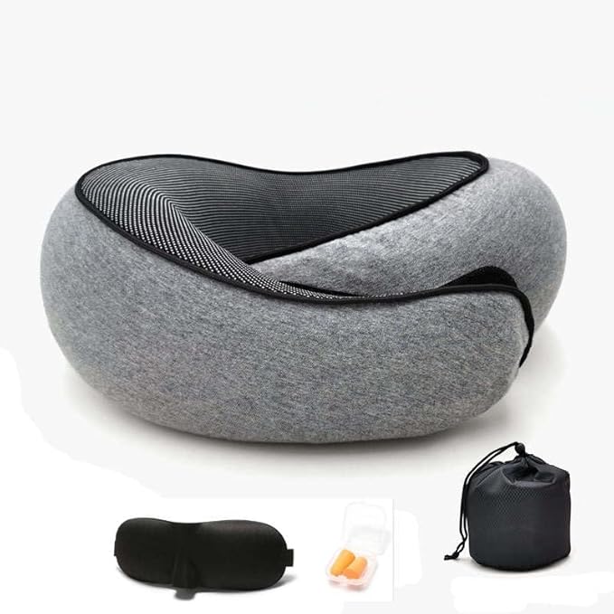 Travel Pillow, Memory Foam Travel Pillow, U-Shaped Pillow for Airplanes, Car, Office, Sleeping Upright (Dark Grey), 15612