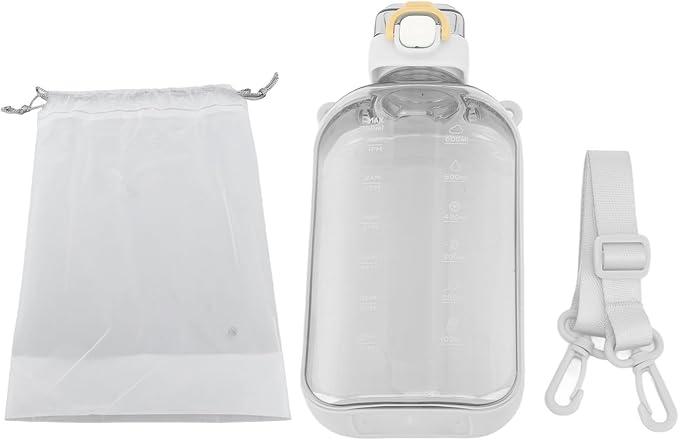 Motivational Water Kettle, Large Capacity 750ml Water Bottle Wide Mouth Silicone Straw Beautiful Appearance for Hiking (White)