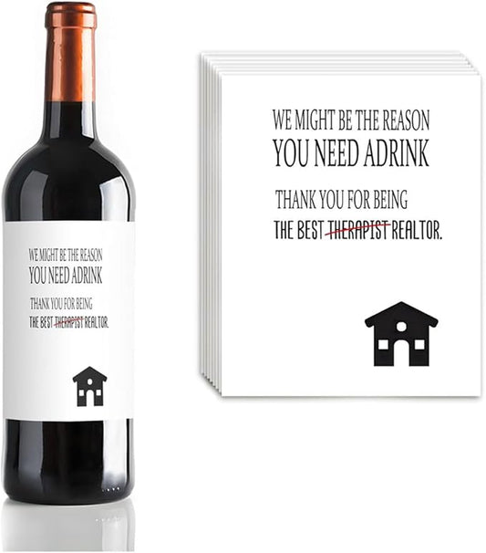 24 Pcs Realtor Wine Labels Real Estate Agent Wine Bottle Stickers Thank You Gifts Wine Labels for Bottles Gifts for Realtor Women Men