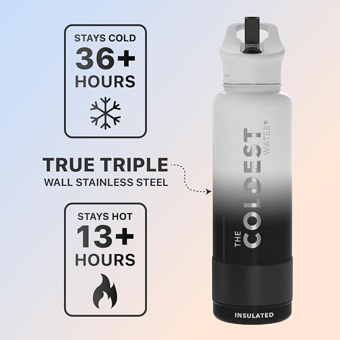 Coldest Sports Water Bottle with Straw Lid Vacuum Insulated Stainless Steel Metal Thermos Bottles Reusable Leak Proof Flask for Sports Gym (Hyperspace, 40 oz)