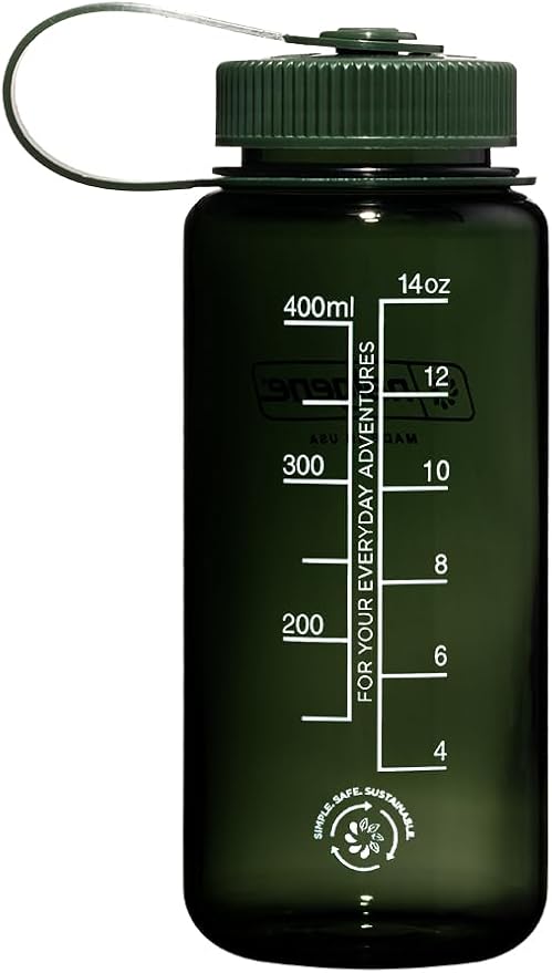 Nalgene Sustain Tritan BPA-Free Water Bottle Made with Material Derived from 50% Plastic Waste, 16 OZ, Wide Mouth, Jade