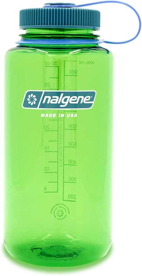Nalgene Sustain Tritan BPA-Free Water Bottle Made with Material Derived from 50% Plastic Waste, 32 OZ, Wide Mouth, Parrott Green