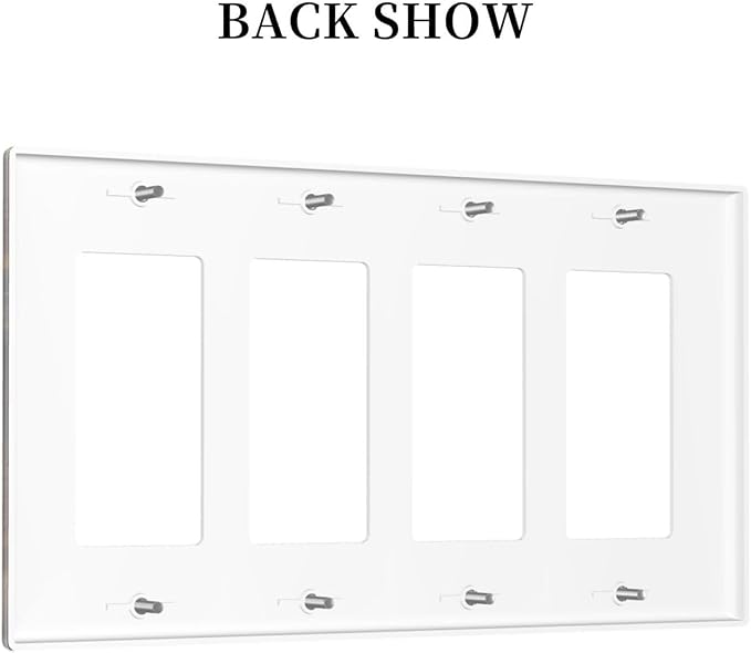 Gradient Abstract Ripple Blue Gold Marble Printed 4 Gang Rocker Decora Light Switch Cover Outlet Covers Wall Plate Decorative Switchplate Electrical Faceplate GFCI for Kitchen Bathroom Bedroom Decor