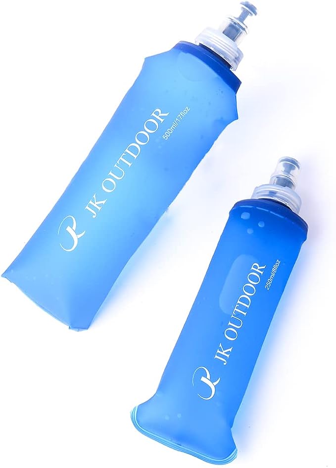Running Soft Flask BPA Free TPU Soft Folding Water Bottle 2 Pack Outdoor Soft Water Bottle for Running Waist Pack, Wristbelt, Running Vest, Small Sling Bag