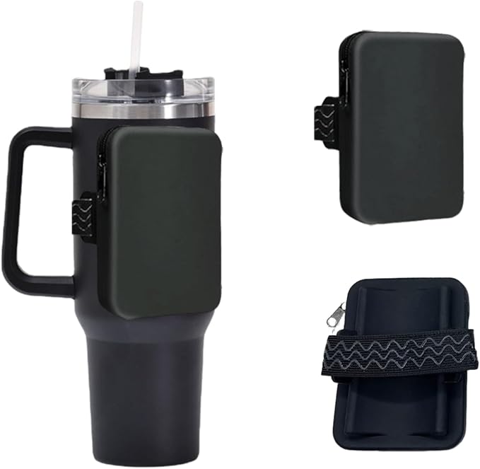 Silicone Water Bottle Pouch for Stanley, Tumbler Carrier with Zipper Pocket for Stanley 30oz/40oz & IceFlow 20/30oz, Gym Tumbler Accessories for Men Women