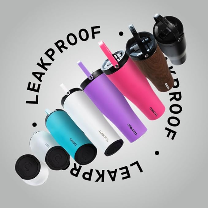 Corkcicle Go Cup XL Insulated Tumbler with Lid and Straw, Varsity Purple, 30 oz – Reusable Water Bottle Keeps Beverages Cold for 12hrs – Cupholder Friendly Tumbler, Leak-Proof Design