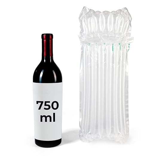 IDL Packaging Inflated Wine Bags for Travel, Pack of 1 - Reusable Air Column Bags for up to 750 ml Bottles - Wine Bottle Protector for Packing, Travel and Shipping - Glass Cushioning