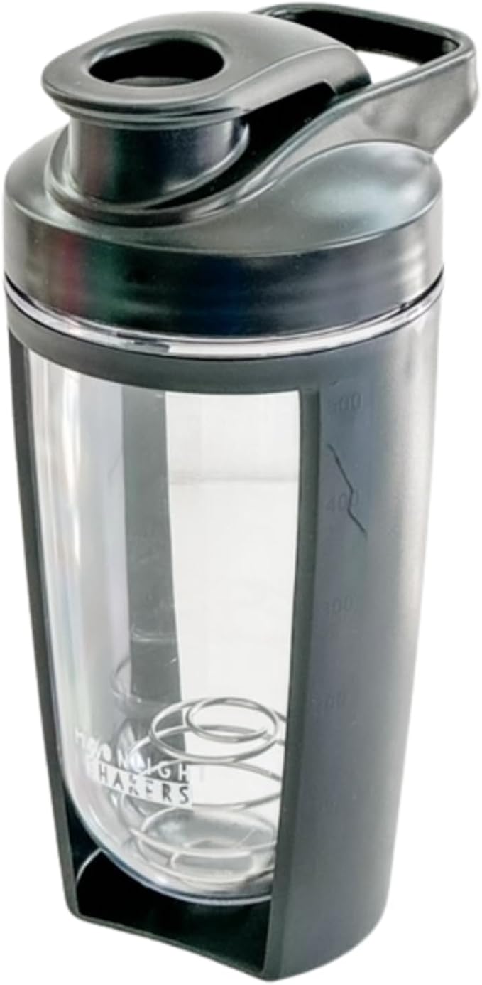 Moonlight Makers Cute 16oz Protein Shaker Bottle with Steel Whisk Ball, Leakproof Gym Bottle, Shaker Cups for Protein Shakes, Dishwasher Safe, Fitness Gifts, Preworkout Drink Mixer