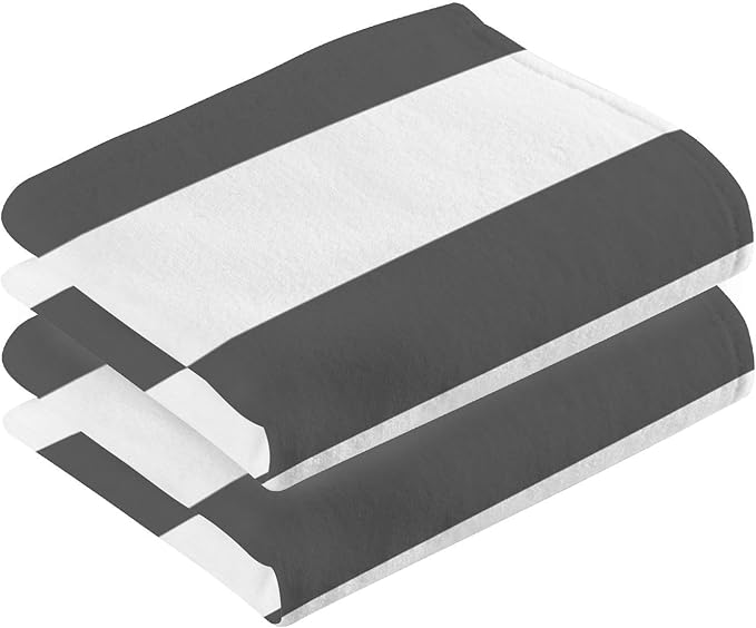 Classic Black and White Striped Bath Hand Towel Soft Cotton Highly Absorbent Fingertip Towels for Bathroom Beach Kitchen Sports Gym Yoga Travel (2-Pieces Towel Sets, 28x16 inch)