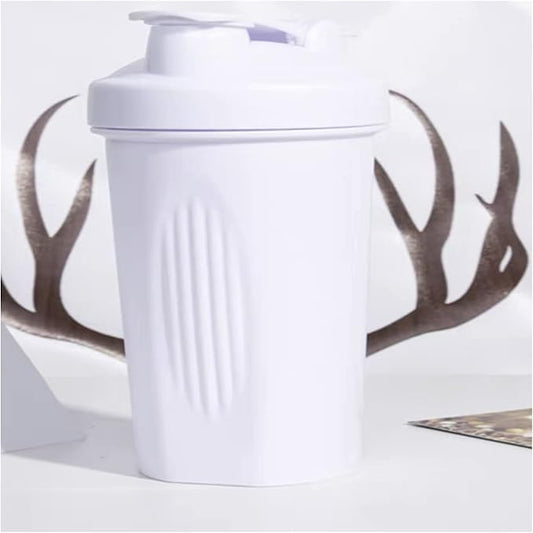 Shaker Bottle for Protein Powder w. Classic Loop Top & BPA free,Secure Screw-On Lid, Stay Open Flip Cap,BPA Free-16oz (Whole White-16Oz-400ML) (SKER-BTL)