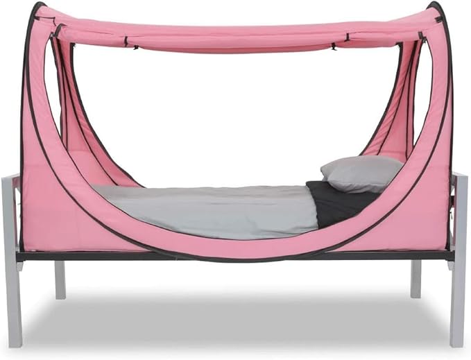 Privacy Pop up Eclipse Bed Tent Bed Drapes (Pink, Full)