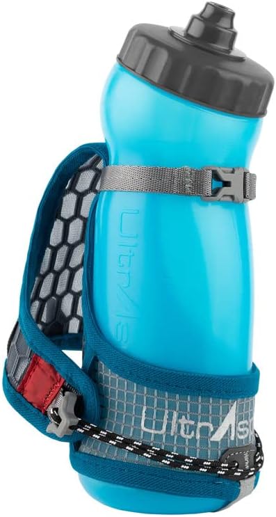 Ultraspire Iso Versa 2.0 Blue Grey Runners Water Bottle Handheld with Hand-strap