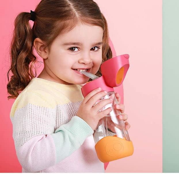 b.box 20oz Tritan Straw Bottle: Large Kids Water Bottle with Flip Straw for School, Daycare. Spill Proof, Leak Proof, Dishwasher Safe, BPA Free (Lilac Pop, 20 oz)