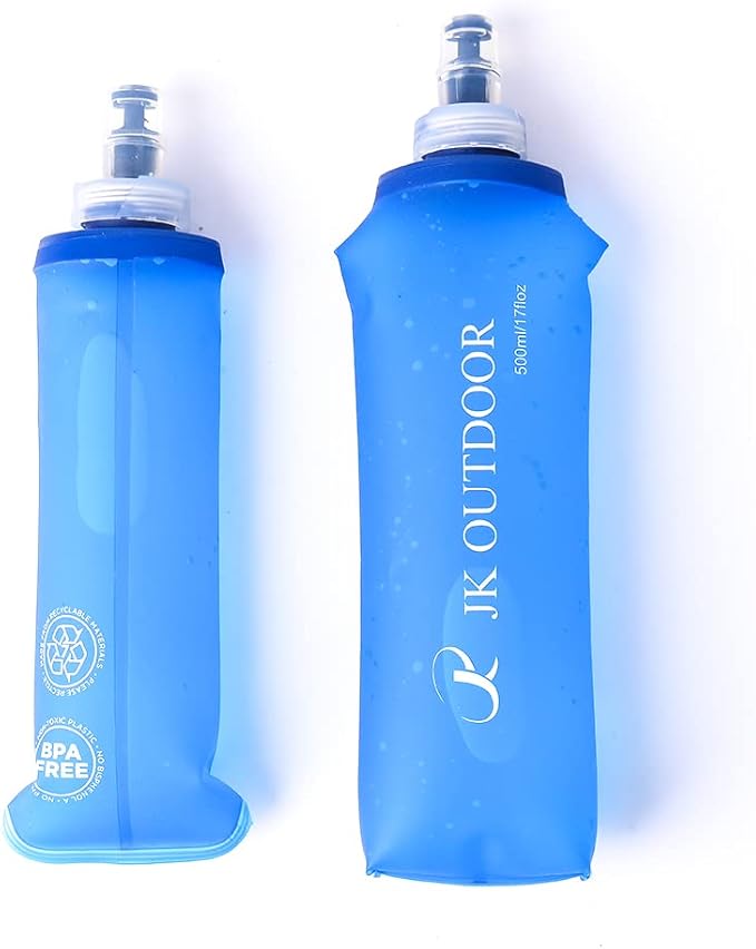 Running Soft Flask BPA Free TPU Soft Folding Water Bottle 2 Pack Outdoor Soft Water Bottle for Running Waist Pack, Wristbelt, Running Vest, Small Sling Bag
