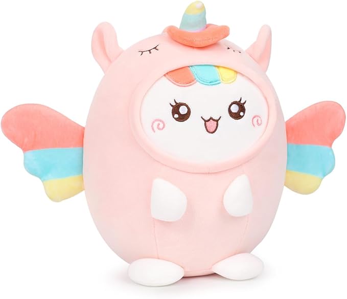 Cute Plush Unicorn Cat Stuffed Animal Pillow, 8" Soft Kawaii Kitten Plushie with Unicorn Outfit Gift for Kids