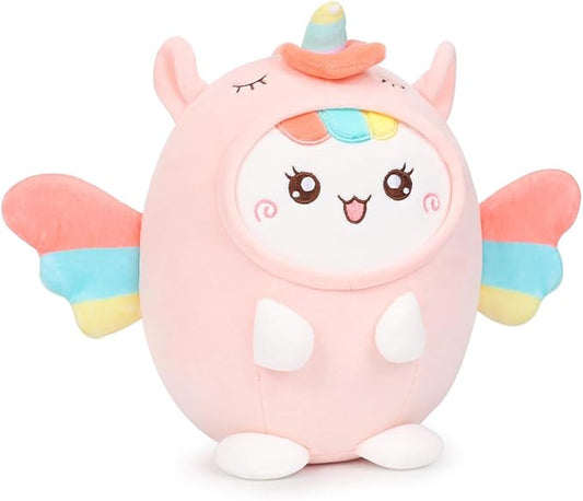 Cute Plush Unicorn Cat Stuffed Animal Pillow, 8" Soft Kawaii Kitten Plushie with Unicorn Outfit Gift for Kids