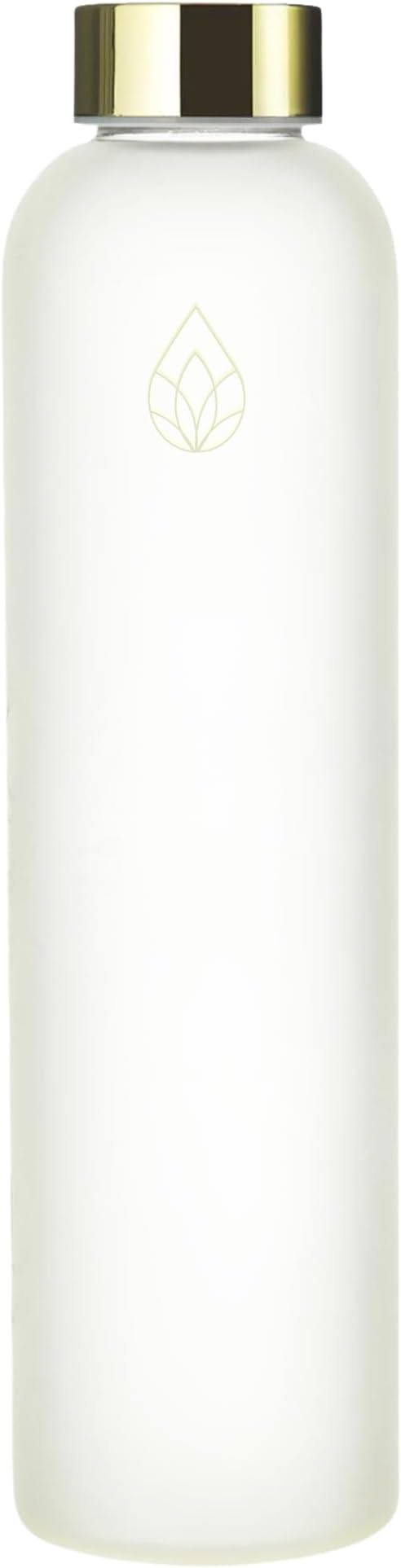 Frosted Glass Water Bottle 25.4oz (Cream/Yellow Gold)