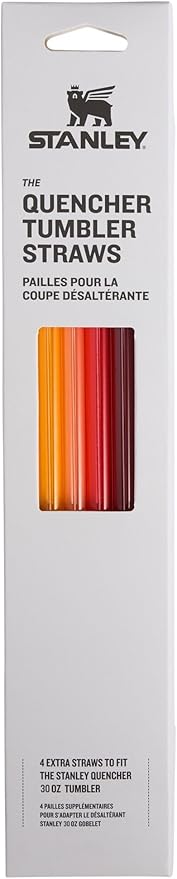 Stanley Reusable Quencher Straws | 4-Pack of BPA-Free, Reusable Straws for Clean Drinking | Perfect for Stanley's 30oz Tumblers | Red-Orange