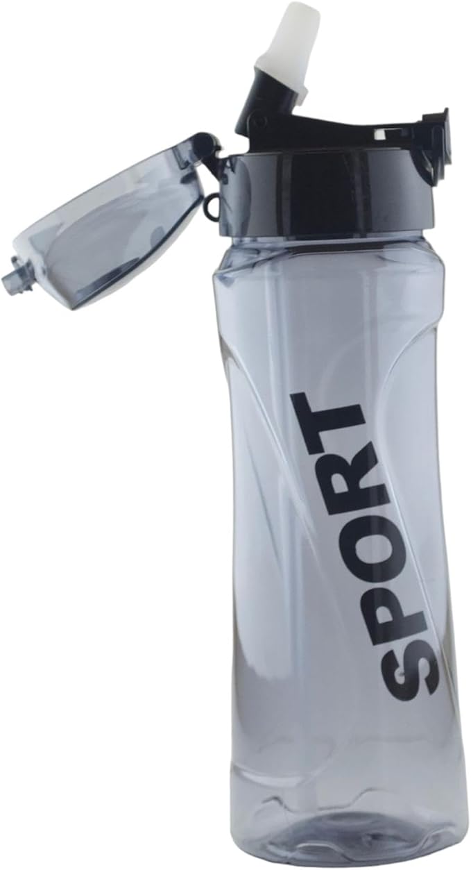 Sports water bottle with straw, easy to drink, easy to carry 22 Oz (Black)