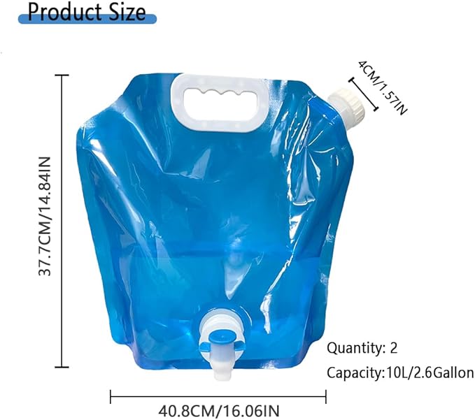PIVHWIR 2 PCS Collapsible Water Container with Spigot, BPA Free 10L Camping Water Storage Carrier Jug, Collapsible Water Cube for Outdoors Hiking Camping Riding