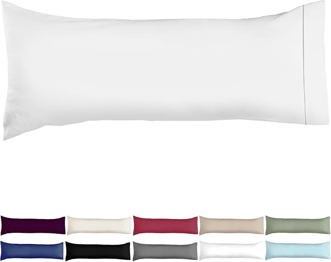 Soft Body Pillow Cover/Pillowcases 60 x 21 Inch, WINKAURA Premium Unique Long Pillow Case for Bed Fits 54x20 Pillow, Envelope Closure, Stylish Wrinkle and Stain Resistant,White